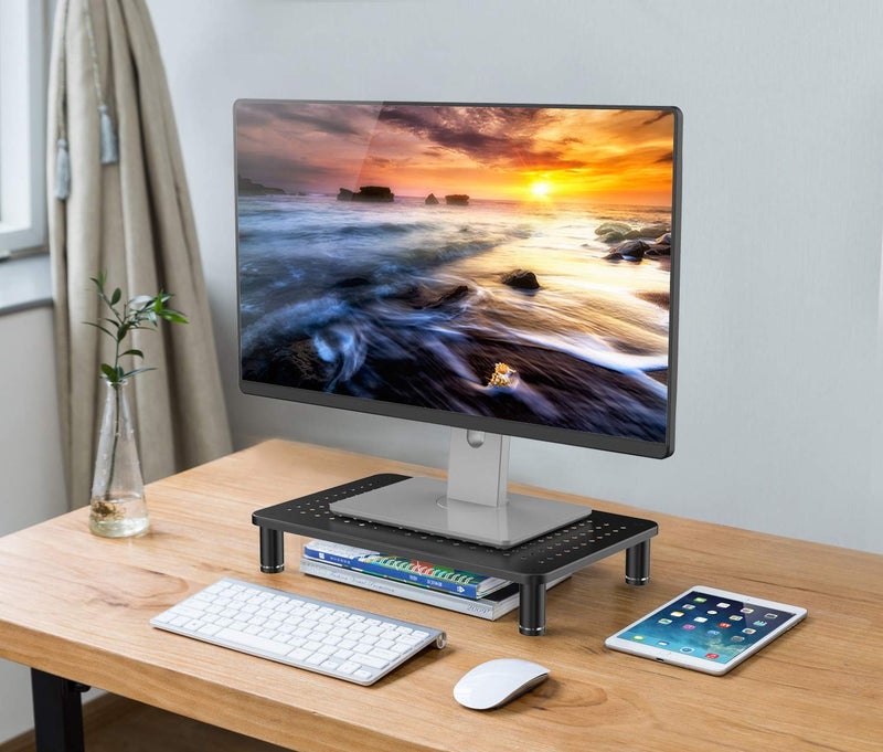 Husky Mounts Monitor Riser Laptop Stand, Adjustable Legs, Stackable, 14.5" x 9.25" x 3.25" Max Height, Matte Black Steel, 1 Stand - Image 1